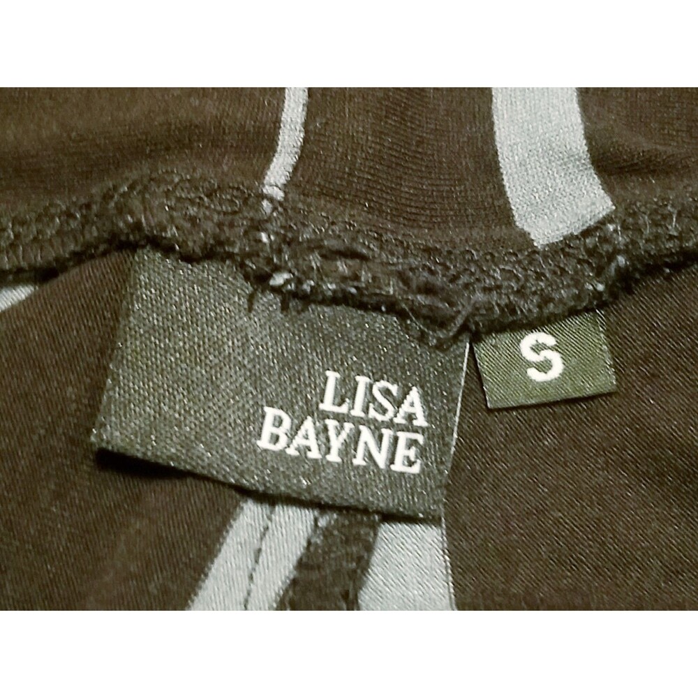 Lisa Bayne Pants Women Size Small Black Stripe High Rise Wide Leg USA (28x24.5) - Picture 4 of 5